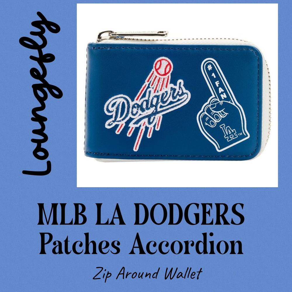 LOUNGEFLY MLB LA Dodgers Patches Accordion Zip Around Wallet